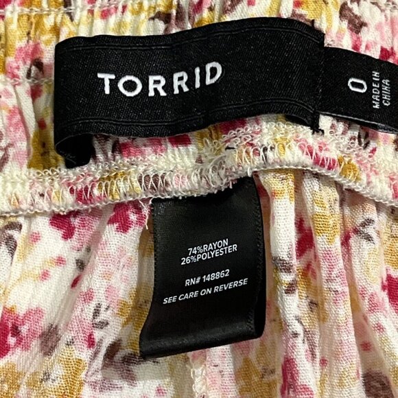 Torrid Floral Wide Leg Pants - Pink and Yellow - Picture 7 of 9